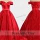 Elegant Boat Neckline Red Ball Gown/Palace Ball Gown/Vintage Dresses/Queen Dress/Custom Made 0457