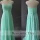 2015 Sweetheart A-Line Long Chiffon Mint Green/Coral Bridesmaid Dresses/Long Prom Dress/Summer Beach Dress/Plus Size Maxi Dress 0054