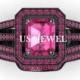 4.70ct Dark Pink Princess Cut Engagement Bridal Wedding Promise Jumbo Heavy Ring in 925 Sterling Silver Full Black with Free Shipping