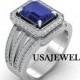 4.72ct Dark Blue Princess Cut Engagement Bridal Wedding Promise Jumbo Heavy Ring in 925 Sterling Silver Full White Metal with Free Shipping