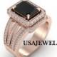 4.75ct Black Princess Cut Engagement Bridal Wedding Promise Jumbo Heavy Ring in 925 Sterling Silver Rose Gold Metal with Free Shipping