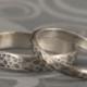 Hammered Bands--Matching Sterling Silver Wedding Ring Set--Oxidized and Brushed Rings--Rustic Wedding Bands