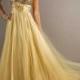 A-line Strapless Sleeveless Tulle Prom Dresses With Hand-Made Flower Online Sale at GBP109.99