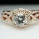 18k Rose Gold Round Diamond Engagement Ring & Wedding Band Set Complete Bridal Halo Jewelry Set