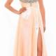 A-line Sweetheart Natural Floor Length Sleeveless Beading Split Zipper Up Chiffon Orange Lilac Prom / Homecoming / Evening Dresses By Splash H104