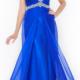 A-line Sweetheart Natural Floor Length Sleeveless Ruching Crystal Lace Up Chiffon Royal Blue Prom / Homecoming / Evening Dresses By Splash J235