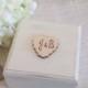 Ivory Ring Bearer Box with wedding ring pillow, wood ring box