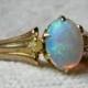 Antique Opal Engagement Ring Firey 1.0 Carat Blue Australian Opal 14k yellow gold Allsopp Brothers ©1900