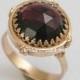 14k Rose gold Ring, rose gold ring engagement, unique ring for her, princess ring, rose gold crown ring, garnet ring - The treasure RG1247