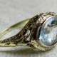 Aquamarine Ring Art Deco 2.25 Carat Aquamarine Engagement Ring Filagree Ring in 14k White Gold 1920's