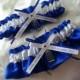 Police Box personalized royal blue and white Wedding Garter set