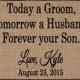 Burlap Print Personalized Rustic Sign Wedding Gift for Parents of the Groom - Today a Groom, Tomorrow a Husband, Forever Your Son (#1683B)