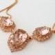 SALE Blush pink Swarovski crystal necklace,Blush pink bridal necklace,Rose gold necklace, Statement necklace, Bib necklace,blush bridesmaid