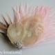 PINK CHAMPAGNE -- Ivory Champagne Peacock Feather Wedding Bridal Bride Bridesmaid Victorian Fascinator Hair Clip Iridescent Rhinestones