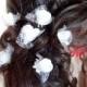 White  Rose Wedding Hair Pins, White Bridal Hair Pins, Hair Accessories, Bridesmaid Hair, Woodland - Set of 6