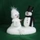 Snowman and Snow Woman Winter Weddiing Cake Topper
