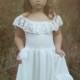 Rustic Lace Flower Girl Dress, Long Ivory Lace Dress, Lace Girls Frock, Country Flower Girl Dress, Flower Girl Dresses - Boho Flower Girl