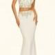 Sheath/Column High Neck Jersey Train Two Piece Prom Dress with Beading