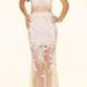 Sheath/Column Net High Neck Long Prom Dress with Beading