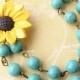 Sunflower Jewelry Flower Necklace Gift For Her Turquoise Jewelry Sunflower Necklace Bridesmaid Jewelry Wedding Necklace
