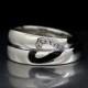 Engravable Matching Half Hearts Promise Couples Rings Set for 2