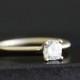 14k gold cushion cut moissanite engagement ring, wax carved ring, handmade