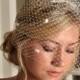 Wedding Birdcage Veil - Vintage Inspired Russian Dot Net Bridal Birdcage - Ivory, White