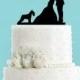 Couple Kissing with Schnauzer Dog Acrylic Wedding Cake Topper