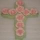 Gumpaste Rose Cross Cake Topper for Christenings / Baptisms, Baby Showers, First Communion, Easter, Confirmation, Weddings