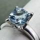7x7mm Square Cushion cut AAA Natural untreated Blue Aquamarine 1.16 carats set in 14K white gold ring  SP77
