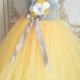 Vintage Grey and Yellow Flower Girl Tutu Dress
