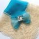 Aqua Blue-Teal Wedding Hanky, Vintage Style Hanky, Elegant Silk Handkerchief with Authentic Swarovski Gem and Chantilly Lace