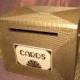 Wedding card box, Card box,  Gatsby, card box with lock, Burlap Rustic wedding card box, MEDIUM Gold Personalized custom card box