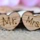 Mr." & "Mrs. Wood Hearts 1/2" - Rustic Wedding Table Confetti - Wooden Hearts