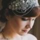 Crystal Headband Veil Head Wrap Art Deco Vintage Inspired Tulle Veil Great Gatsby Wedding Veil 1920's Style - Made to Order - WHITNEY