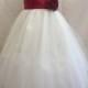 Flower Girl Dresses - IVORY with Red Apple Rose Petal Dress (FD0PT) - Wedding Easter Bridesmaid - For Baby Children Toddler Teen Girls