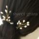 Pearl Fascinators - Set of 2 Freshwater Pearl Gold Plated Wire Wrapped Bridal Pins "Perle Blossoms"