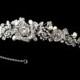 Bridal tiara, Rhinestone tiara, Freshwater pearl tiara, Bridal rhinestone rose headband, Antique silver headpiece