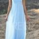 2015 Light Blue Bridesmaid dress Long, Empire Waist Wedding dress, Chiffon Illusion Maxi dress, Sweetheart Prom dress foor length (T133)