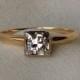 Classic Art Deco Solitaire Diamond Engagement Ring! C.1927!  .27Ct H/SI1 Diamond Set in 14k Yellow And White Gold. Hallmarked. Size 5.