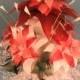 Real Feather Bridal Bouquet “Beauty” - Bridal Bouquet – Red - Pink - White - Green