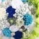 Brooch Bouquet, Turquoise, Lime Green, Royal Blue, White, Bridal, Wedding, Jeweled, Pearls, Crystals, Tulle, Elegant, Outdoor Wedding