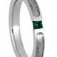 Palladium Engagement Ring with Meteorite and Princess Cut Emerald