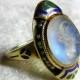 Moonstone Engagement Ring Rare Moonstone Intaglio Enamel Cape Cod Estate Art Nouveau Antique Ring 14K Seed Pearl 1890