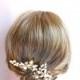 Gold bridal headpiece comb, 18k gold plate, enamel, real freshwater pearls, darling wedding hair jewelry Style 310