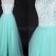 Mint Bridesmaid Dress Long Tulle Prom Dresses Lace Wedding Dress Fashion evening dress party dress with Lace Applique