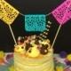 Papel Picado Cake Topper, Mexican Fiesta Decoration, Fiesta Wedding Cake Bunting