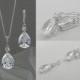 Bridal Jewelry Set, Crystal Pendant Earrings Rose Gold Necklace Jewelry Set , Wedding Jewelry, Bridesmaids Jewelry Set, Lilliana SET