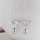 Silver Orchid Flower Sage Green Teardrop Pearls Long Dangle Earrings Olivine Drop Earrings Sage Wedding Bridal Earrings Bridesmaid Gift