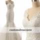 Ivory Handmade Tulle Cap Sleeve Sweep Train Elegant V-Back Mermaid Lace Wedding Dress/Bridal Gowns